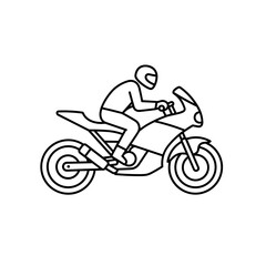 Motorcyclist outline icon silhouette in black