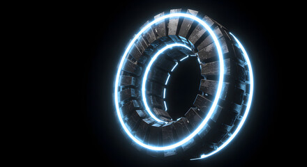 Illuminated Portal Object With Sci-Fi Aesthetic And Circular Futuristic Design