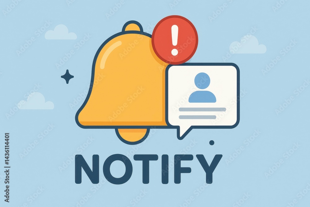 Poster simple notification alert with bell icon and message bubble design