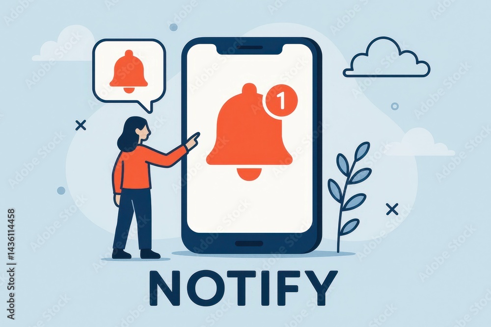 Poster notification alert for simple communication and updates on mobile device