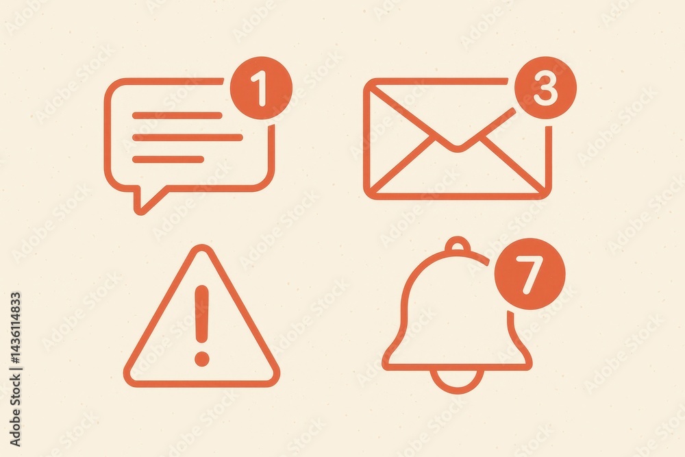 Poster simple notification and alert icons for design projects