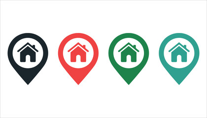 Home Location Pin Icon Real Estate Navigation Map Marker Vector