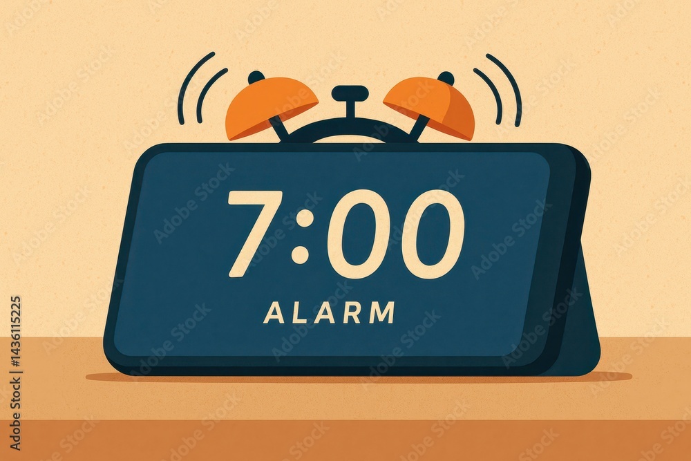 Aufkleber simple alarm clock design with time display and notifications