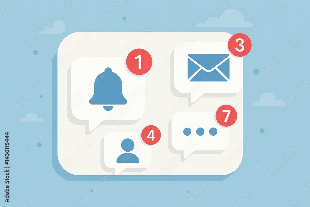Poster notification and alert icons for communication and updates