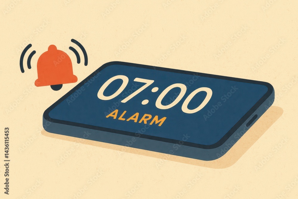 Aufkleber simple alarm clock display on phone with notification sound