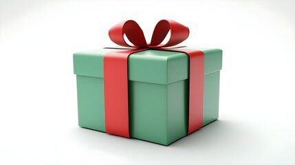 Fototapeta premium Elegant Gift Box with Red Ribbon Isolated on White Background