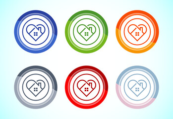 Home care icon design illustration, House care logo icon, 6 color button design set