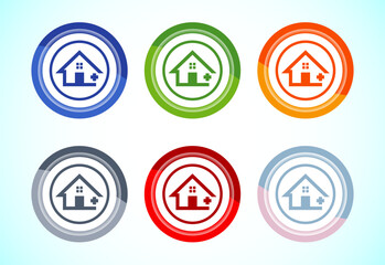 Fototapeta premium Home care icon design illustration, House care logo icon, 6 color button design set