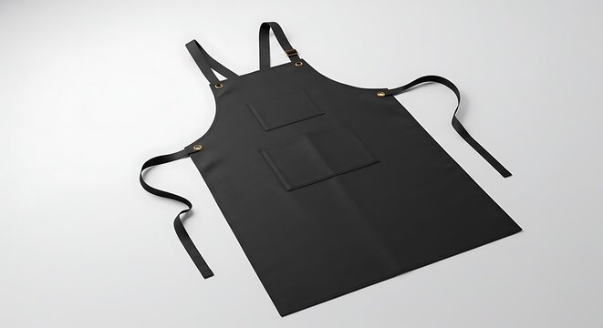 Black Apron Isolated on White: Culinary & Craft Essential - Powered by Adobe