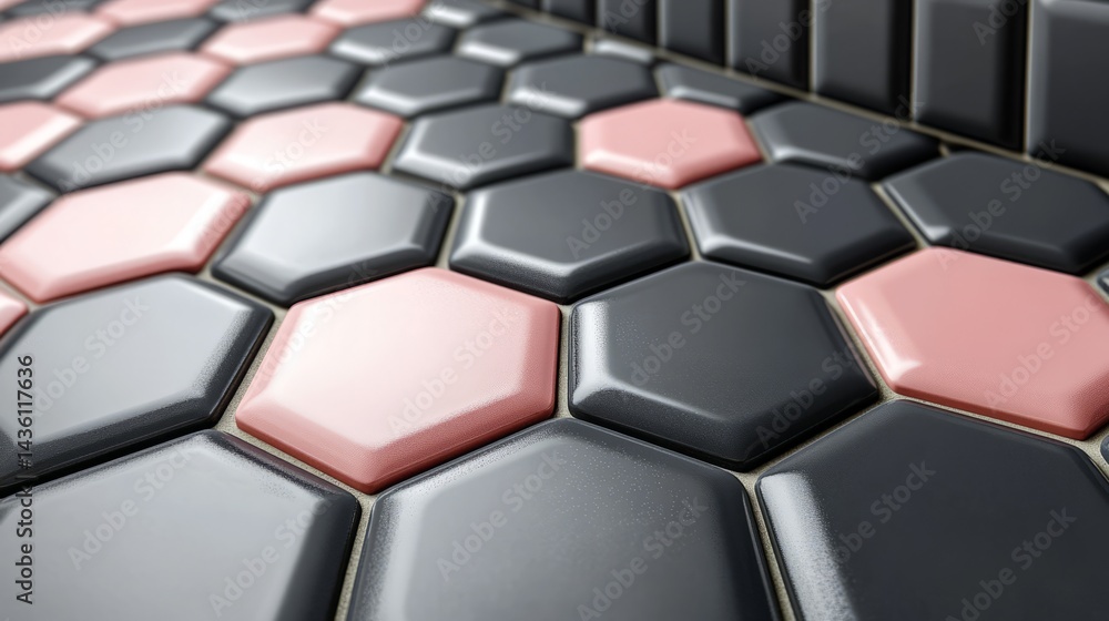 Aufkleber hexagon pattern: abstract close-up of a repeating geometric pattern featuring sleek, glossy hexagons
