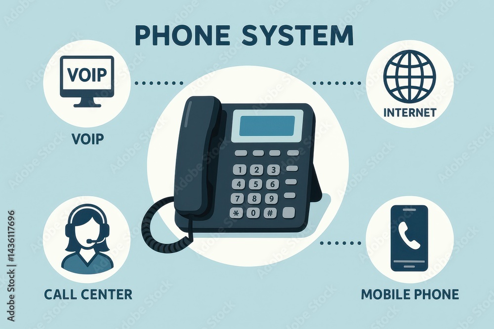 Poster Comprehensive Overview of a Simple Phone System Diagram