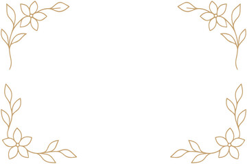 Obraz premium Elegant black floral line art framing the corners, leaving a clean transparent center for versatile design uses.