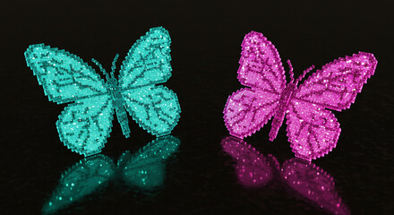 butterfly on black background, red, purple, leaves, close-up, bloom, 