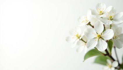 Obraz premium Delicate white flower blossoms against pure white background, natural, visual, art