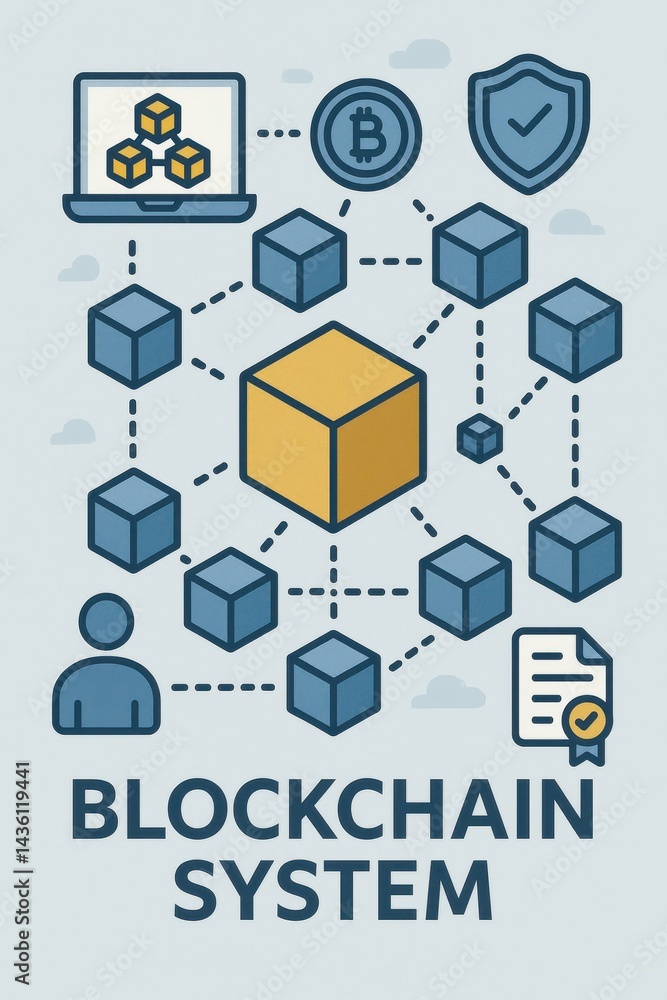 Poster Visual Representation of Blockchain System and Data Visualization Concepts