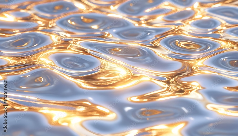 Aufkleber abstract swirling pattern of light reflecting on a liquid surface, creating a blend of gold and silv