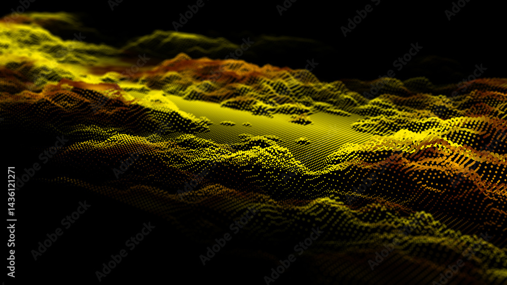 Poster modern and digital gradient landscape background. futuristic retro mountains or waves. big data visu