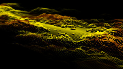 Modern and digital gradient landscape background. Futuristic retro mountains or waves. Big data visualization. For website and banner designs. 3D rendering.