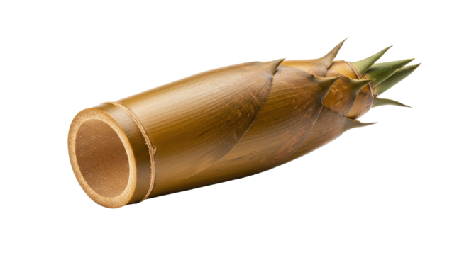 Bamboo shoot on black a study of texture form and earth tone