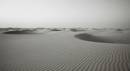 Abstract Monochrome Sandscape Calm Serenity in Arid Wilderness Panorama