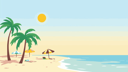 tropical beach with palm trees