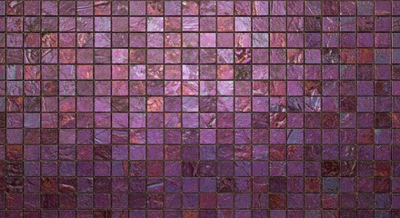 Fototapeta premium Symmetrical Grid Pattern of Shimmering Iridescent Purple Glass Mosaic Tiles