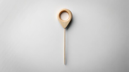 Wooden Location Marker on White Background
