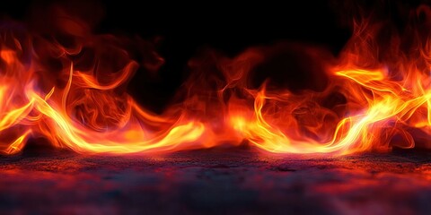 Fototapeta premium Dynamic Abstract Flames and Glowing Embers in a Dark Background Creating a Striking Visual of Fire's Intensity and Movement in a Dramatic Scene
