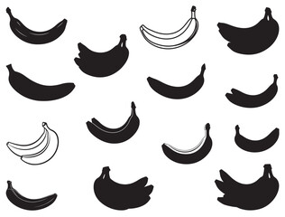 Obraz premium BANANA SILHOUETTE WHITE BACKGROUND
