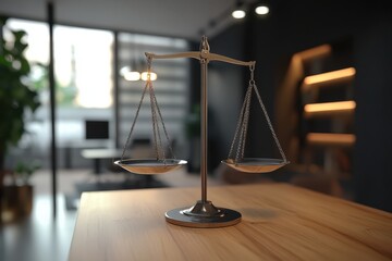 Justice Scales in Modern Office Setting