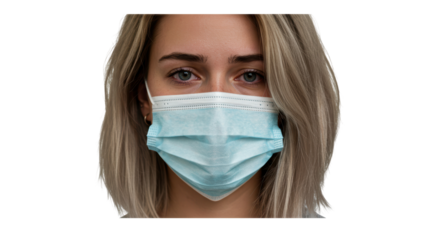 Isolated Woman Wearing Protective Face Mask for Virus Prevention