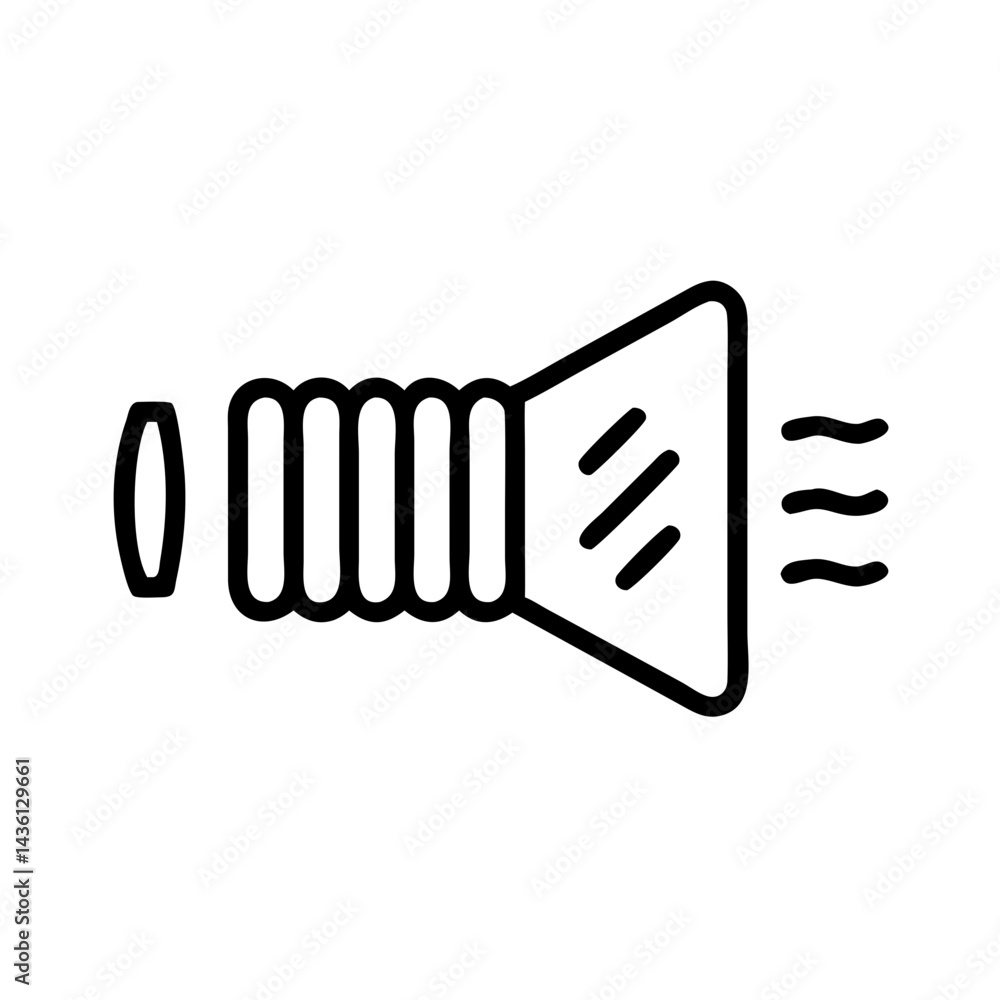 Poster Simple outline of a bellows with air flowing out of it on a white plain background design element