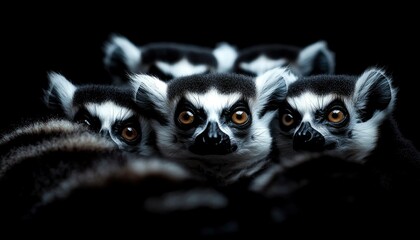 Ring-tailed lemurs close-up