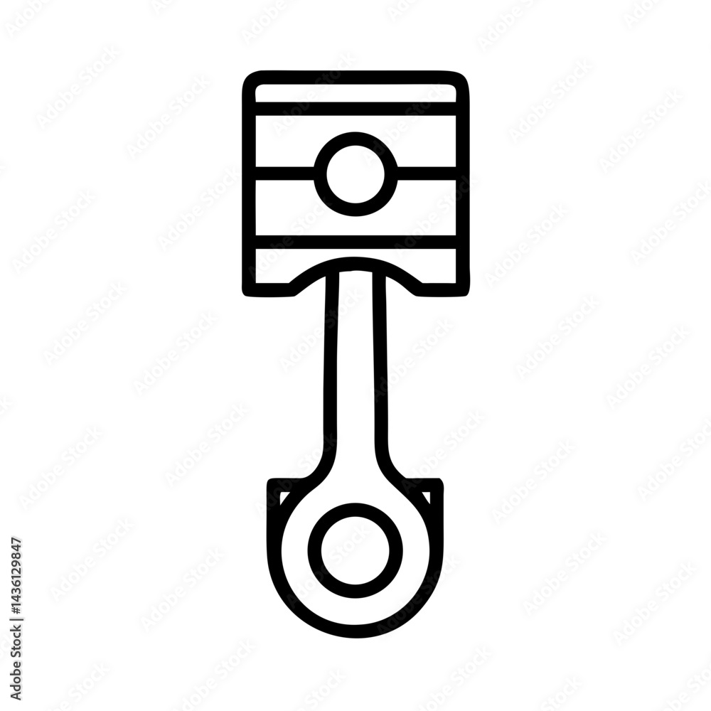 Poster a simple illustration of a piston with circular features and a rectangular top section design