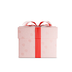 Wedding anniversary gift. Gift wrapping pink. Packaging, gift in pink paper wrapping with hearts. Isolated on white background. Transparent background. Christmas gift. 3d render.
