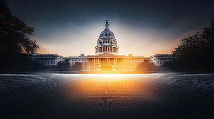 Obraz premium United States Capitol Building in Wireframe Visualization