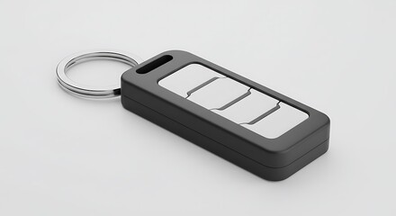 Electronic Key Fob with Keyring on White Background