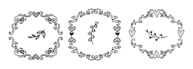 Set Hand drawn wedding album ornaments