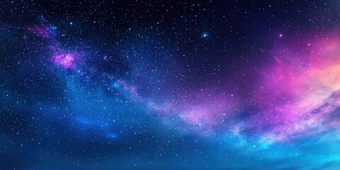 Obraz premium Stellar Night Sky Overhead with Colorful Nebulas and Bright Stars Set Against a Cosmic Backdrop of Infinite Expanse