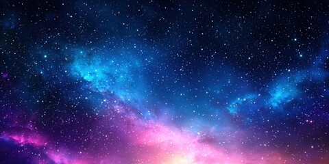 Naklejka premium Vast Cosmic Expanse Filled with Colorful Stars and Nebulae in a Starry Night Sky Overwhelming the Universe with Wonder