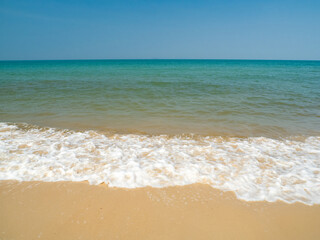 Horizon beautiful landscape summer season panorama tropical sea beach white sand clean blue sky background calm no people nature ocean soft wave water travel at Sai Kaew Beach island sun day time