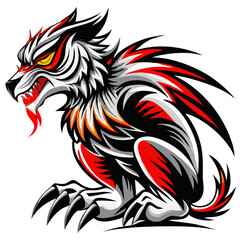 Fiery Mystic animal with Wings Vector Art