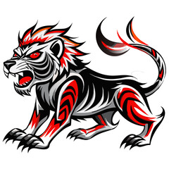 Fiery Mystic animal with Wings Vector Art