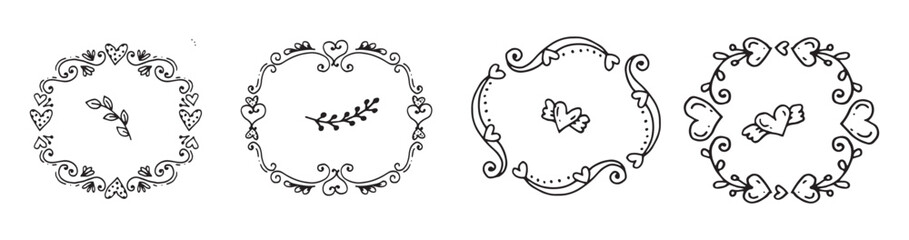 Set Hand drawn wedding album ornaments