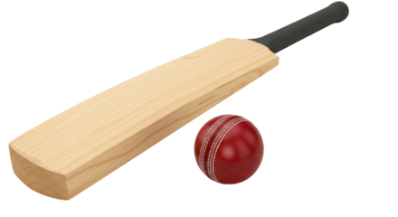 Isolated Cricket Bat and Ball Sport Equipment