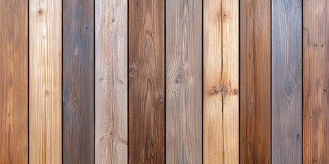 Fototapeta premium Realistic Wooden Planks Arranged in Various Tones and Textures Under Overcast Conditions