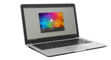 Isolated Laptop Computer Playing a Video with Colorful Screen