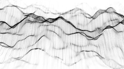 White smooth halftone wave background. The futuristic abstract texture or network connection backdrop. Big data visualization. 3D rendering.
