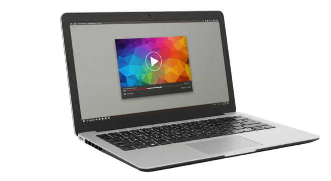 Isolated Laptop Computer Playing a Video with Colorful Screen
