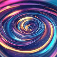 Holographic swirl pushes gently on a radiant splashed background